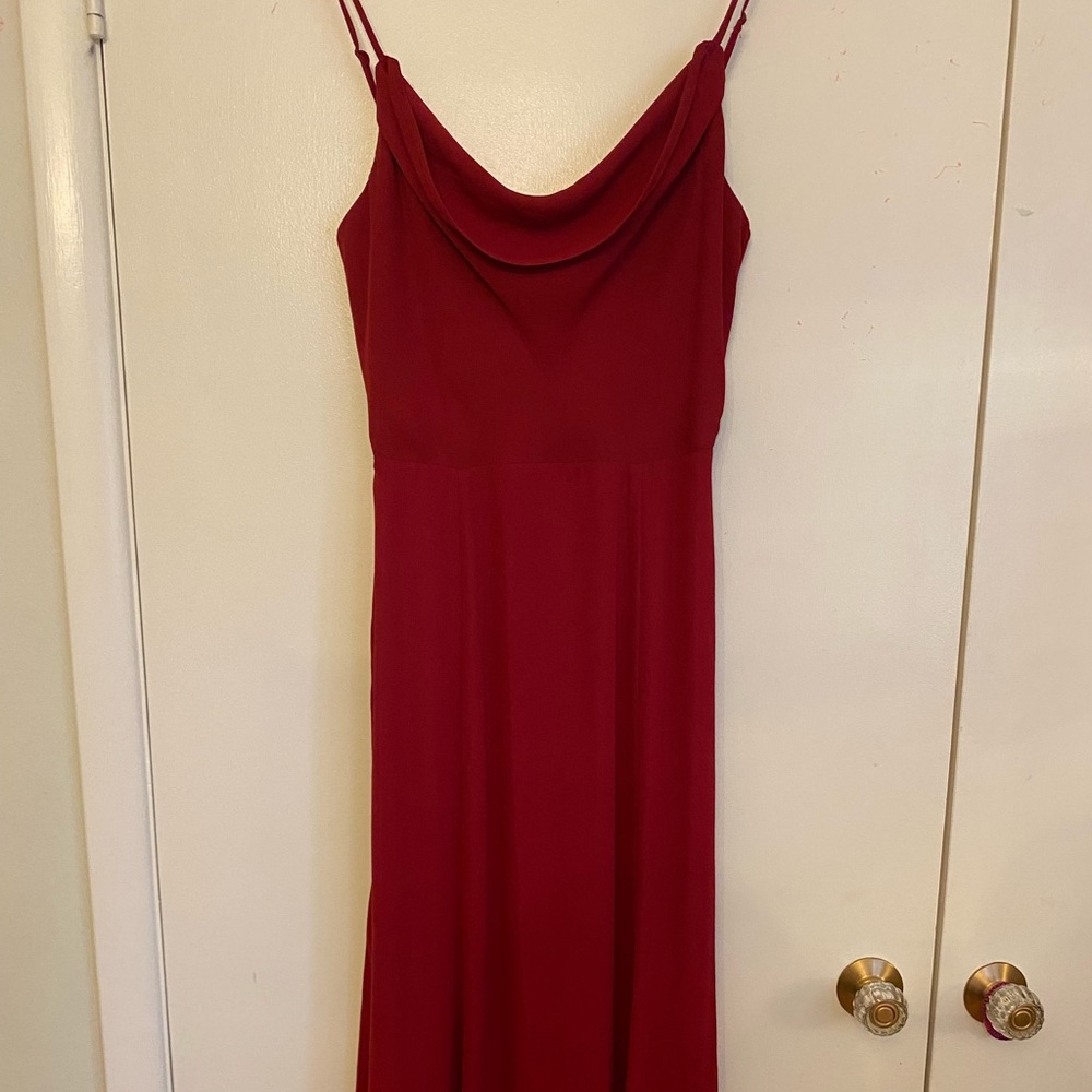 WAYF Crimson Formal Red Cowl Neck Dress